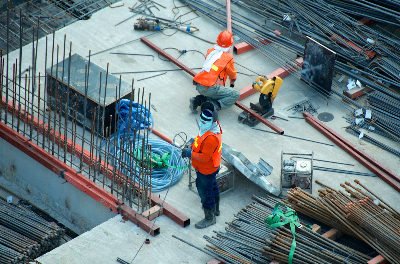 Construction professionals working together on site
